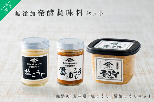 蔵元直送 【無添加 発酵調味料セット】 松尾醸造場 無添加 麦味噌・塩こうじ・醤油こうじ セット